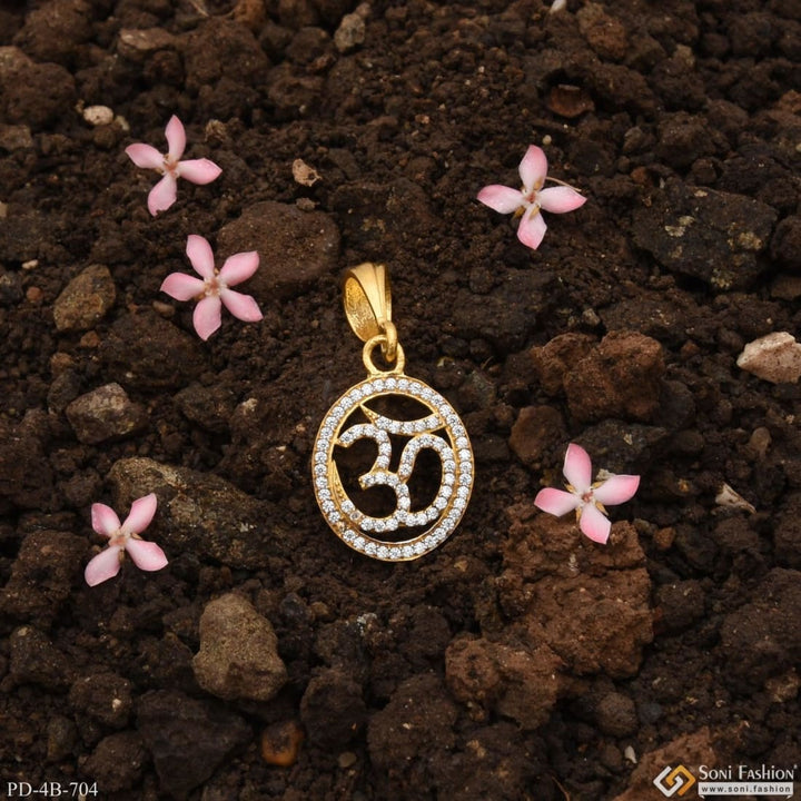 Om with diamond attention-getting design gold plated pendant