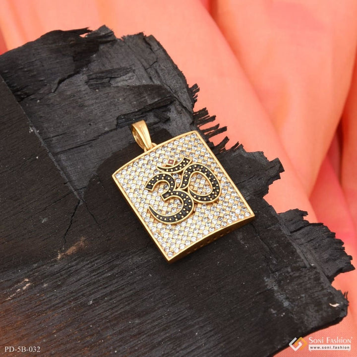 Om with diamond dainty design best quality gold plated