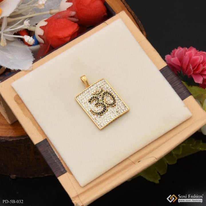 Om with diamond dainty design best quality gold plated