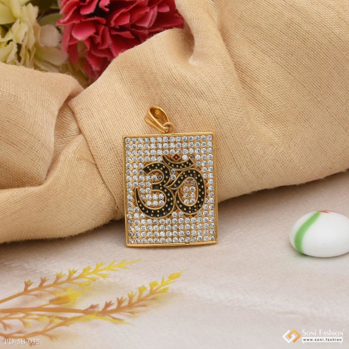 Om with diamond dainty design best quality gold plated