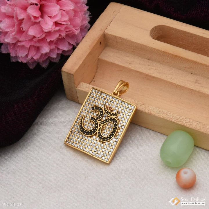 Om with diamond dainty design best quality gold plated