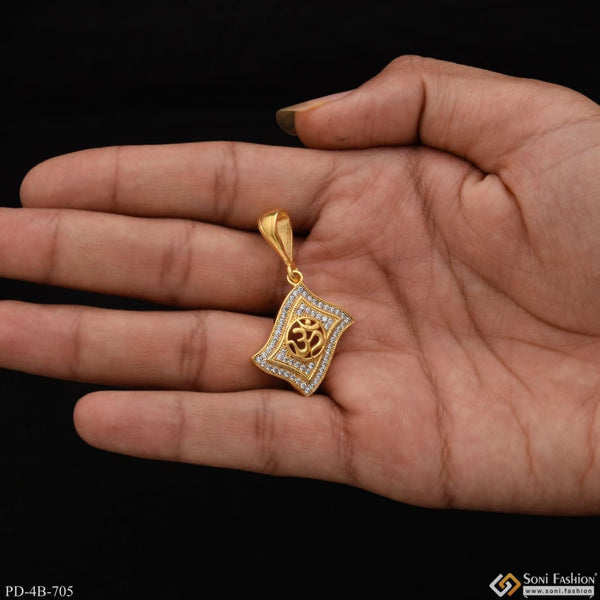 Om with diamond etched design high-quality gold plated