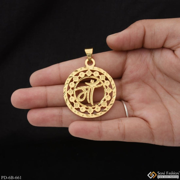 Maa with diamond extraordinary design gold plated pendant