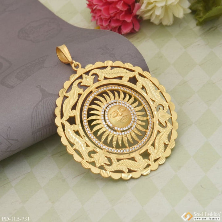 Sun With Diamond Extraordinary Design Gold Plated Pendant