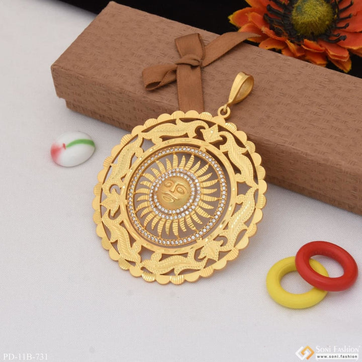 Sun With Diamond Extraordinary Design Gold Plated Pendant