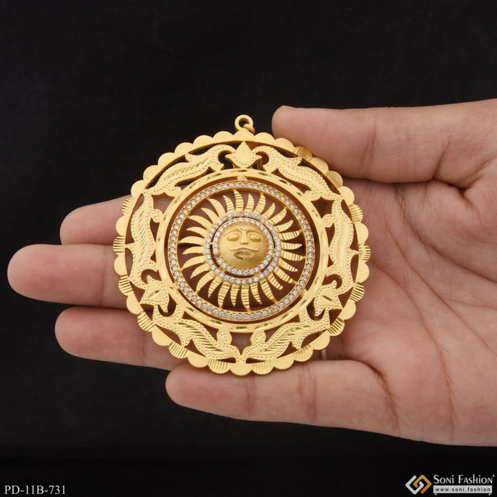 Sun With Diamond Extraordinary Design Gold Plated Pendant