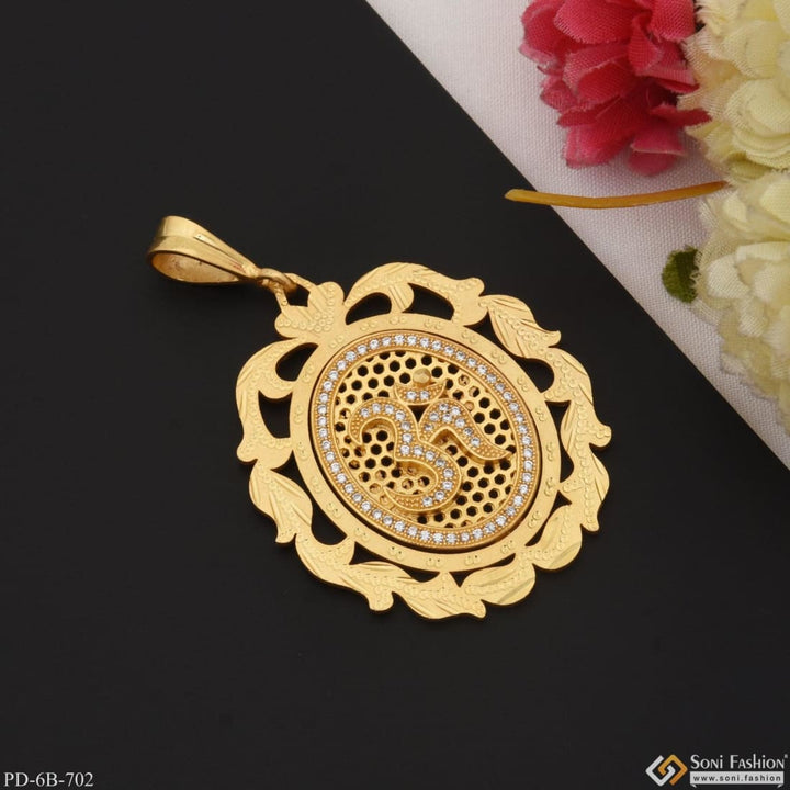 Om with diamond fancy design high-quality gold plated