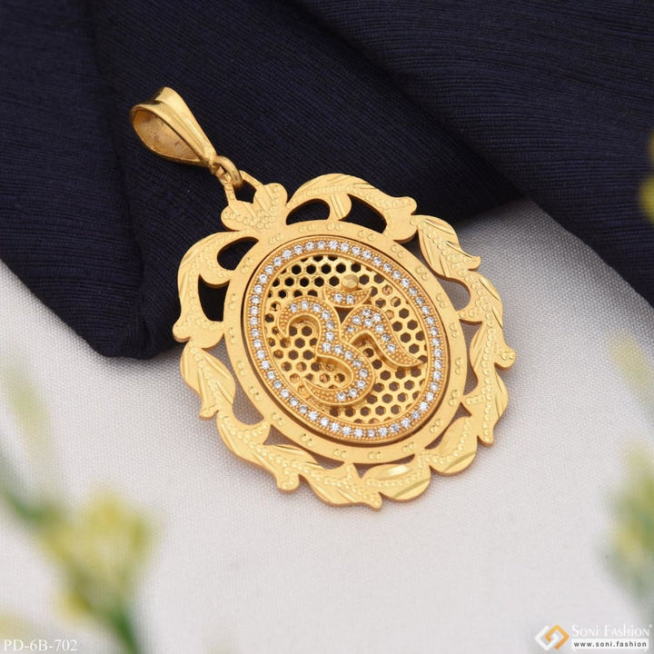 Om with diamond fancy design high-quality gold plated