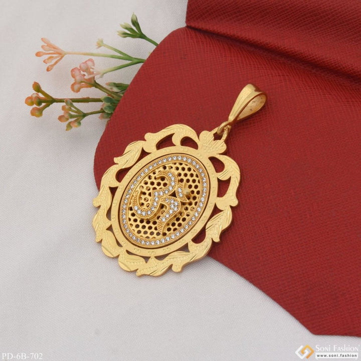 Om with diamond fancy design high-quality gold plated