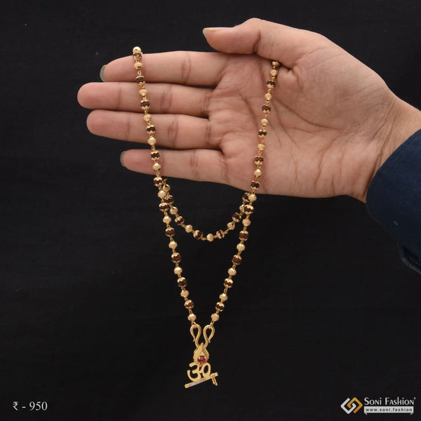 Om With Diamond Gorgeous Design Gold Plated Rudraksha Mala