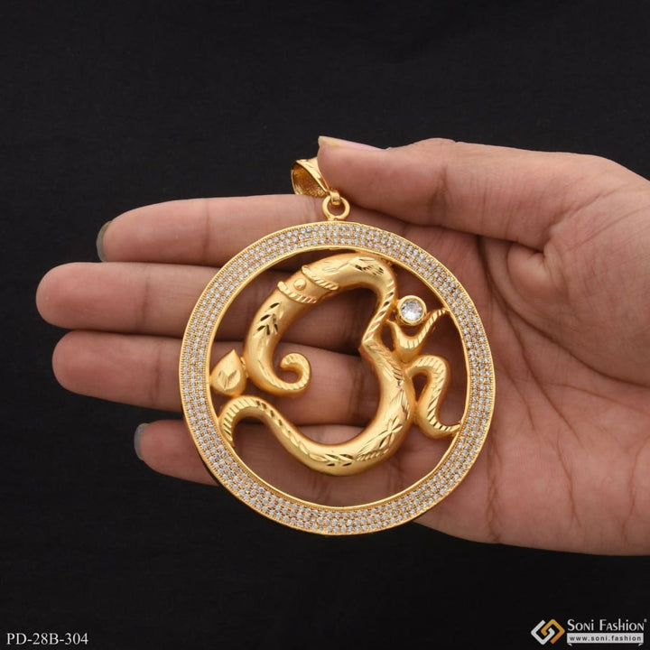 Om With Diamond Lovely Design High-quality Gold Plated