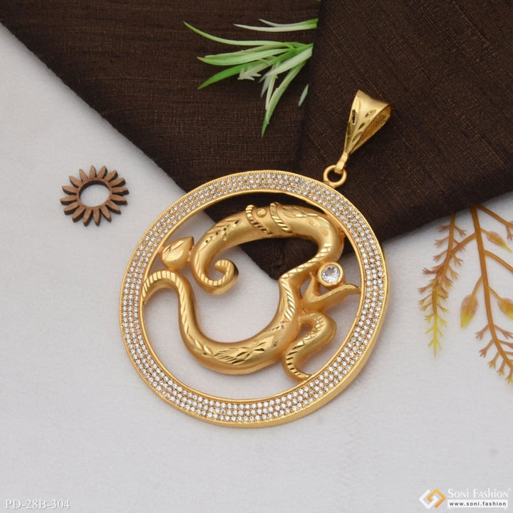 Om With Diamond Lovely Design High-quality Gold Plated