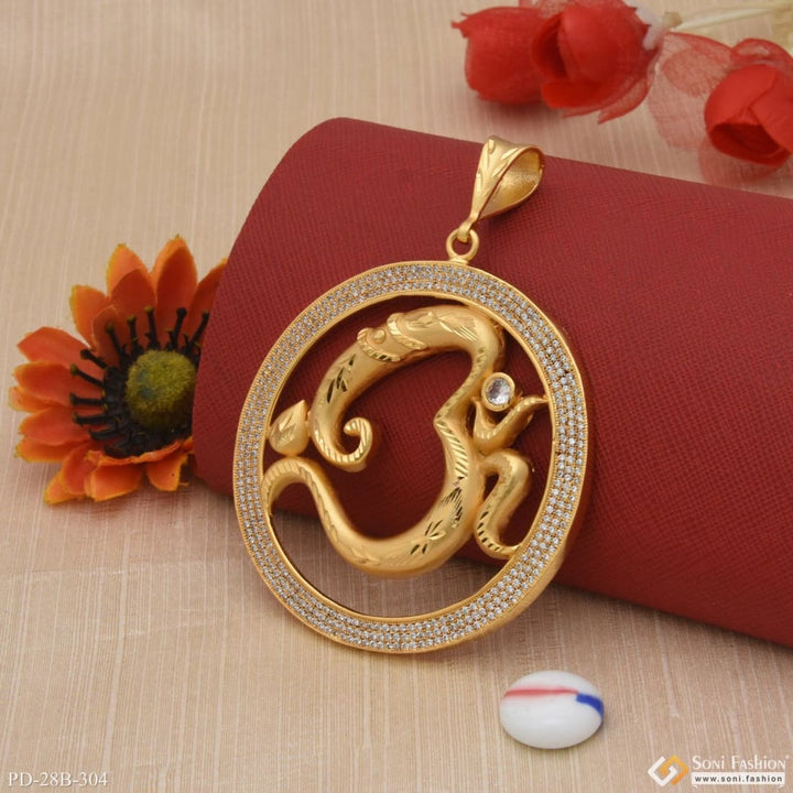 Om With Diamond Lovely Design High-quality Gold Plated