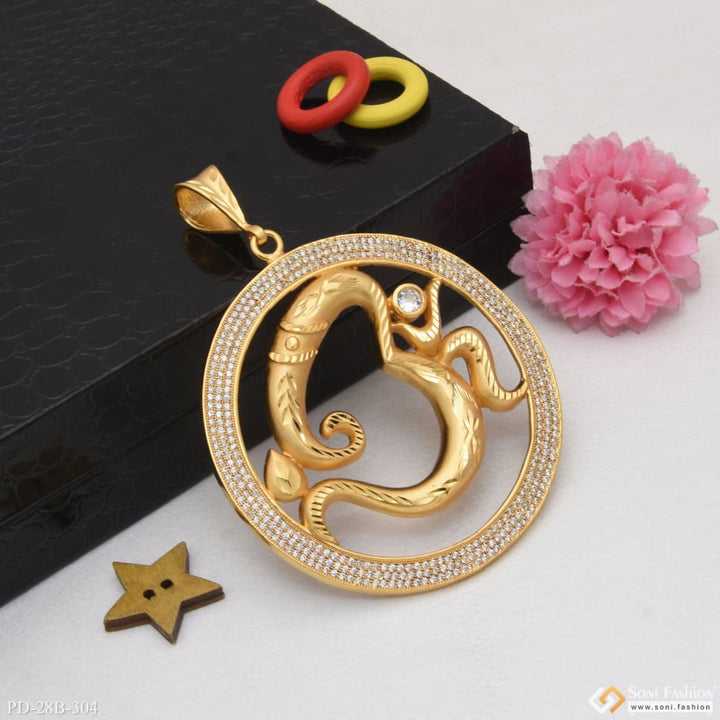 Om With Diamond Lovely Design High-quality Gold Plated