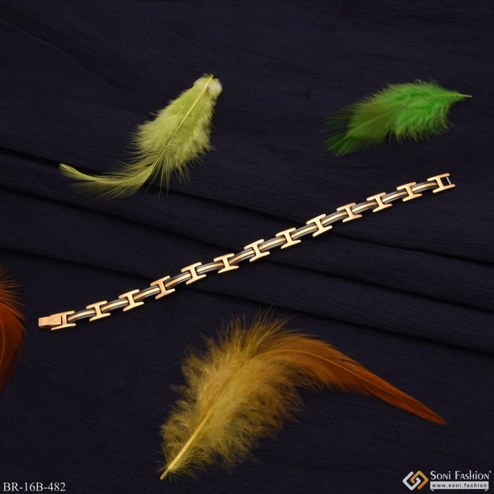 Golden feather bracelet for men - Style B482