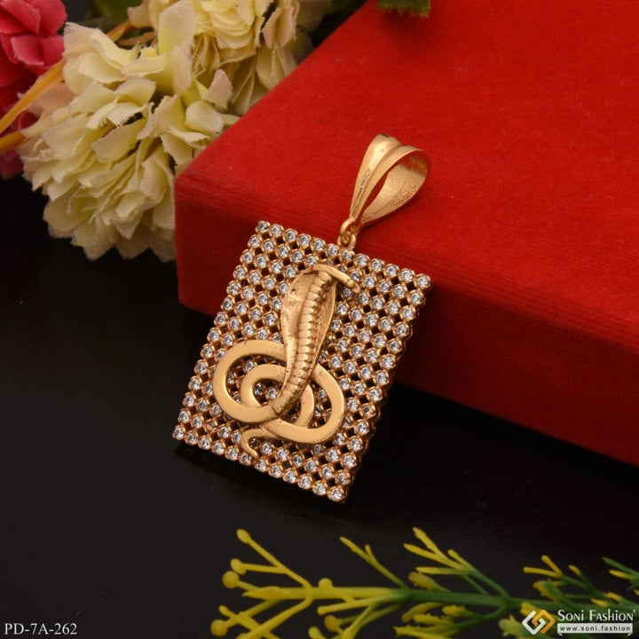 Elegant Design Square Goga With Diamond Gold Plated Pendant