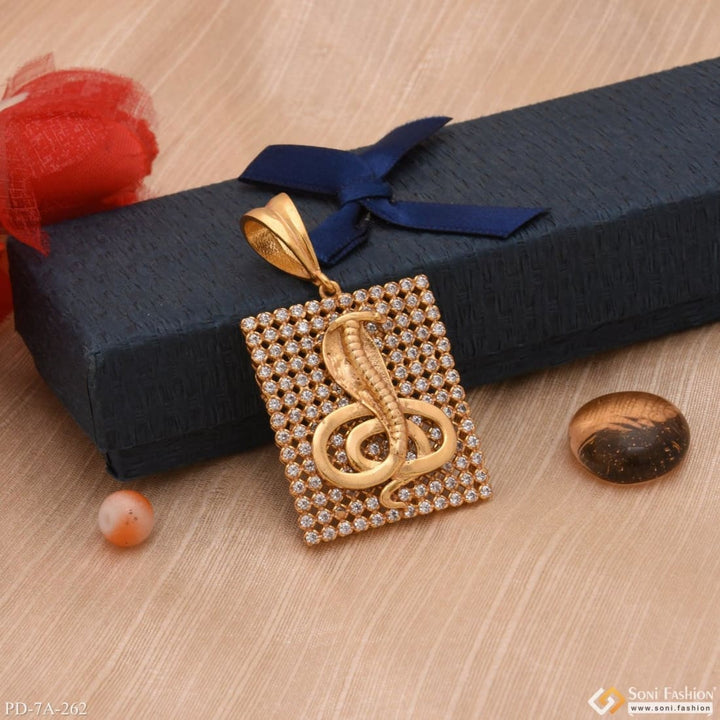 Elegant Design Square Goga With Diamond Gold Plated Pendant