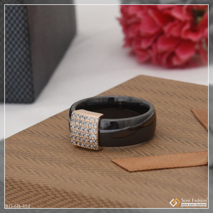 Exceptional design with diamond funky black color ring for