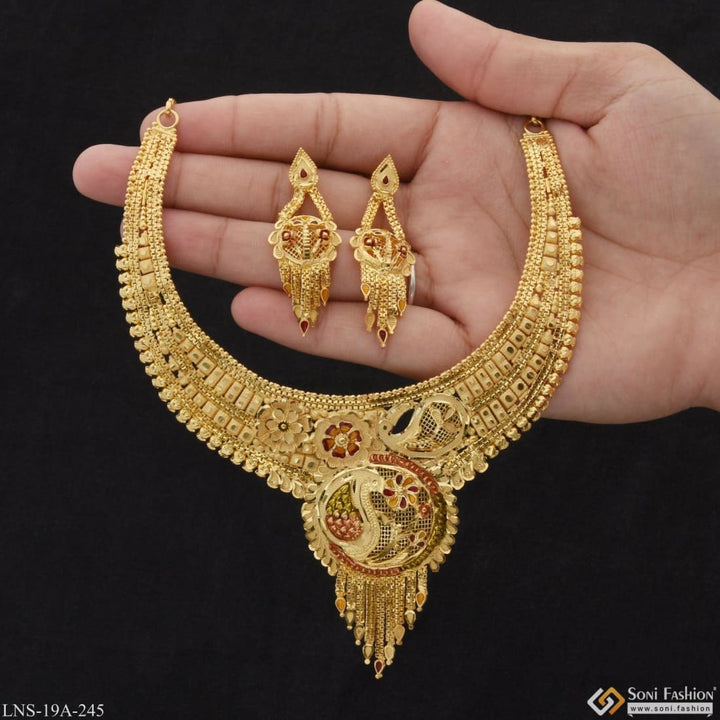 Exclusive design gold plated necklace set for women - style