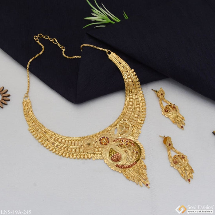 Exclusive design gold plated necklace set for women - style