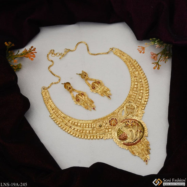 Exclusive design gold plated necklace set for women - style