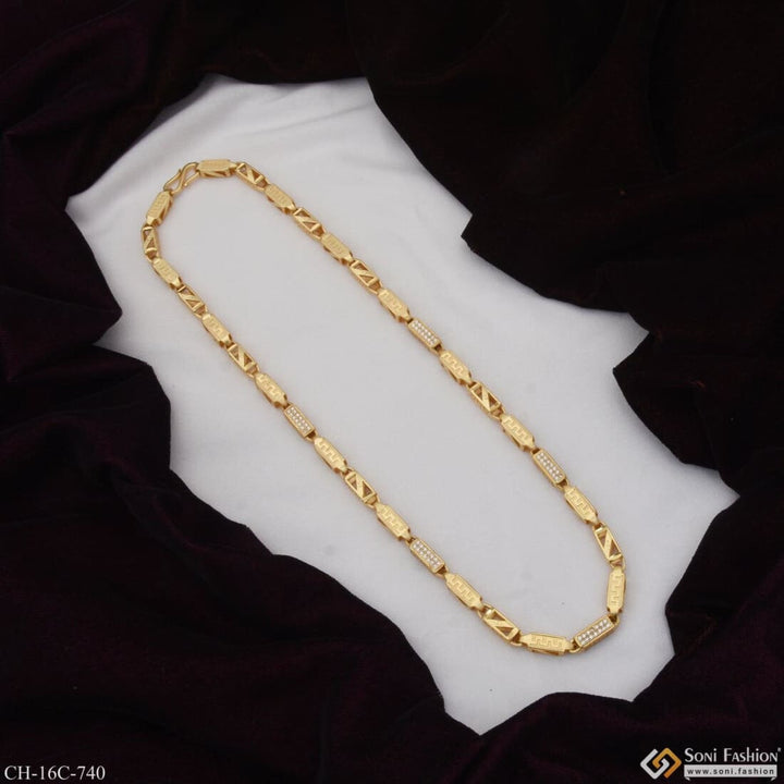 Fancy Design With Diamond Trending Gold Plated Chain