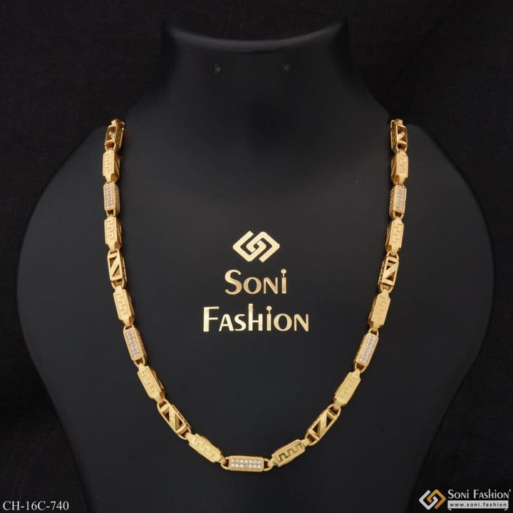 Fancy Design With Diamond Trending Gold Plated Chain