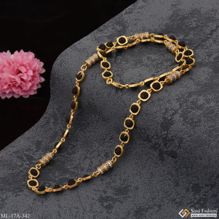 Fancy Design Extraordinary Gold Plated Rudraksha Mala For