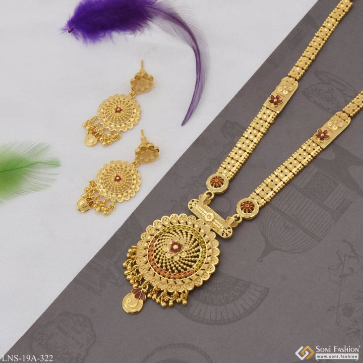 Fashionable Eye-catching Design Gold Plated Rani Haar