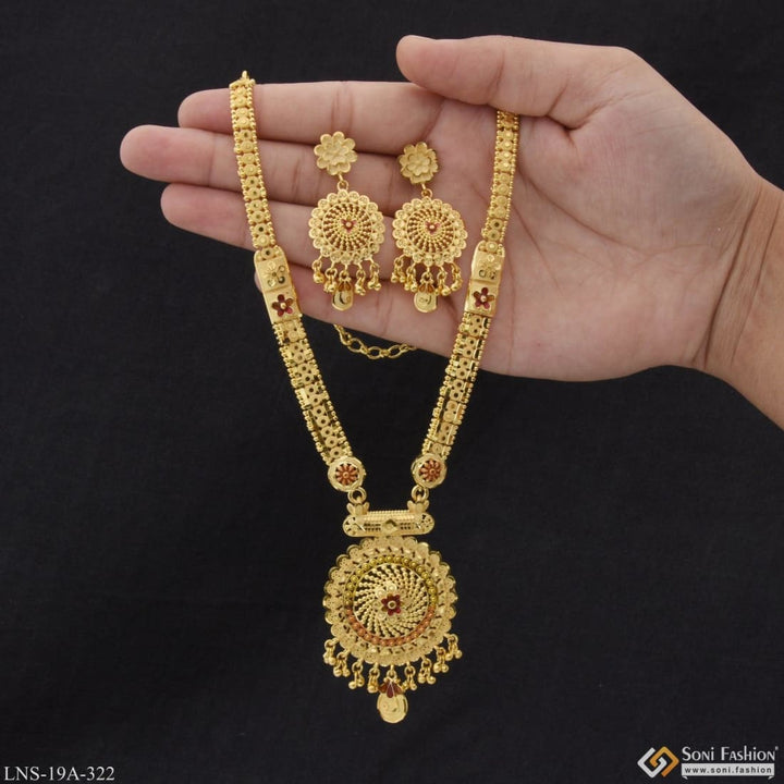 Fashionable Eye-catching Design Gold Plated Rani Haar