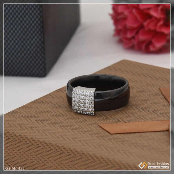 Fashionable design with diamond latest black color ring for