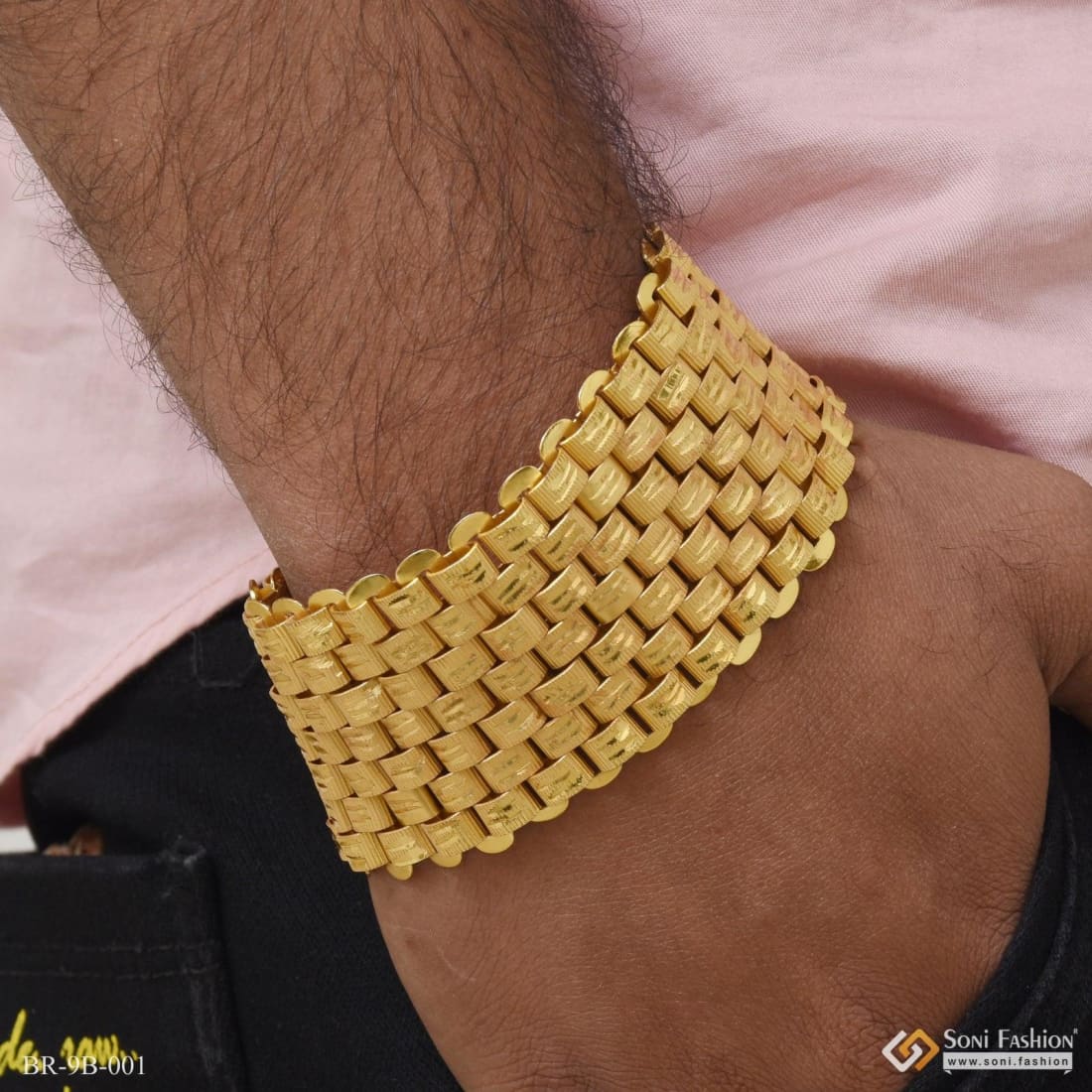 Artisanal Design with Diamond Hand-Crafted Gold Plated Bracelet for Men -  Style C646 – Soni Fashion®