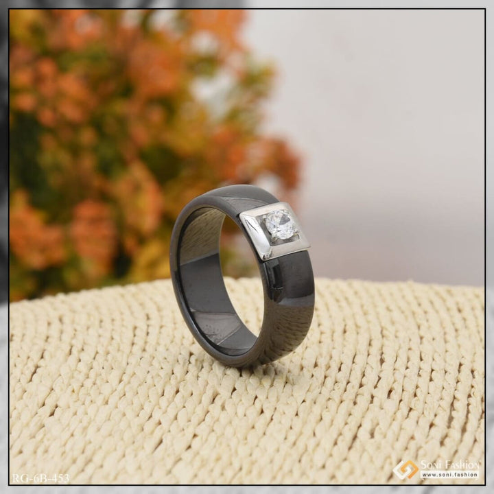 Funky Design With Diamond Excellent Black Color Ring