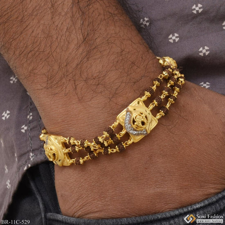 Ganesh With Diamond Best Quality Gold Plated Rudraksha