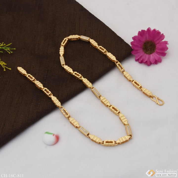 Glamorous Design With Diamond Funky Gold Plated Chain For