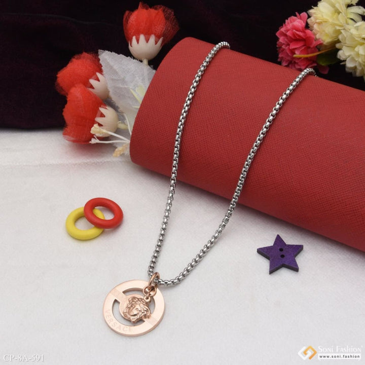 Glittering Design Silver & Rose Gold Color Chain Pendant