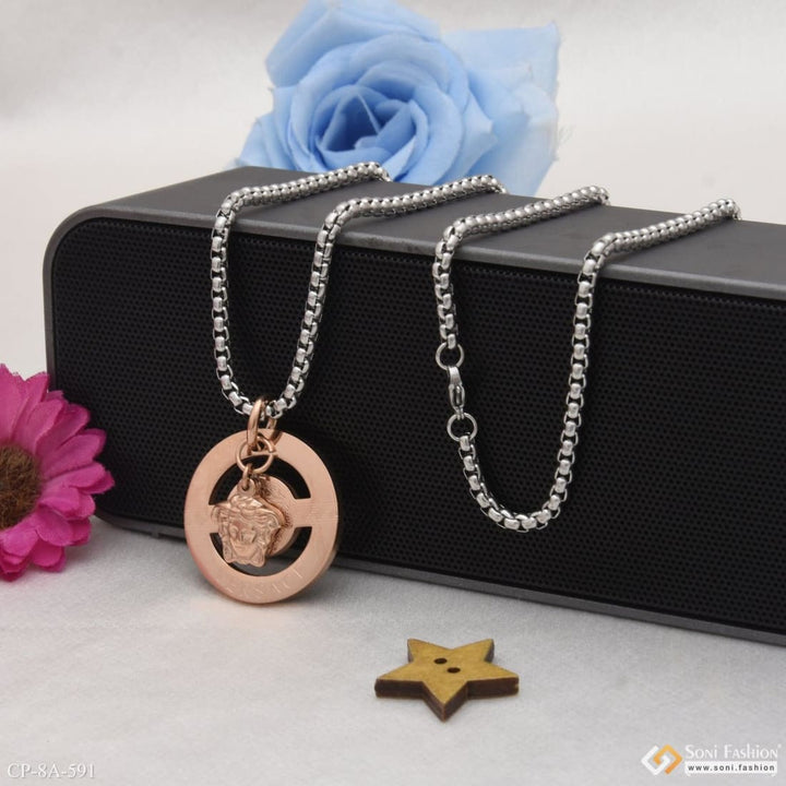 Glittering Design Silver & Rose Gold Color Chain Pendant