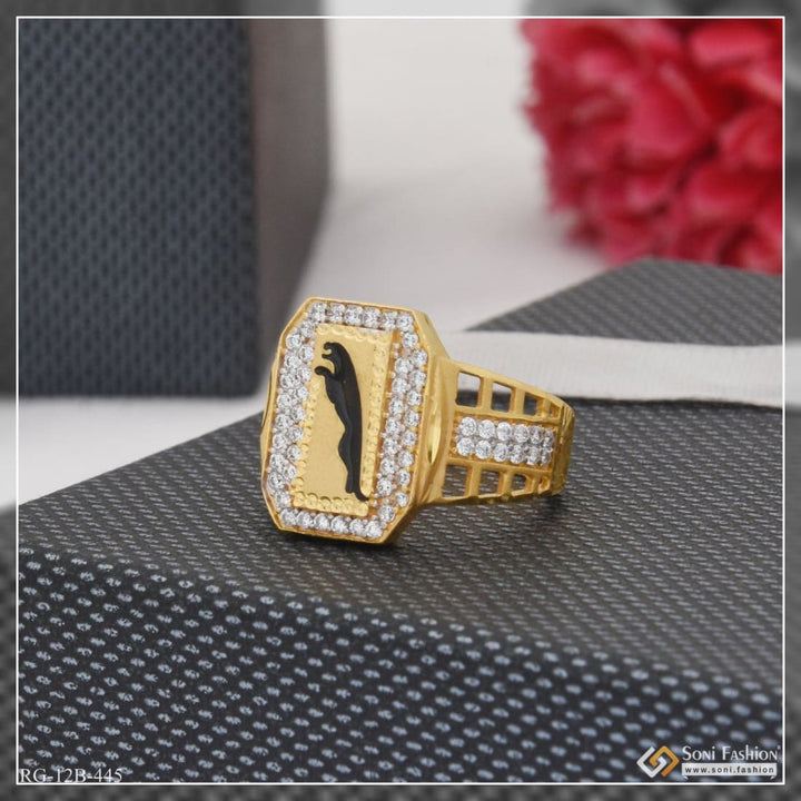 1 gram gold plated jaguar with diamond glamorous design ring