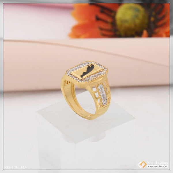 1 gram gold plated jaguar with diamond glamorous design ring