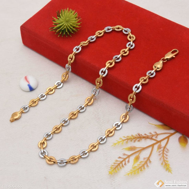 Golden & silver round into charming design gold plated chain