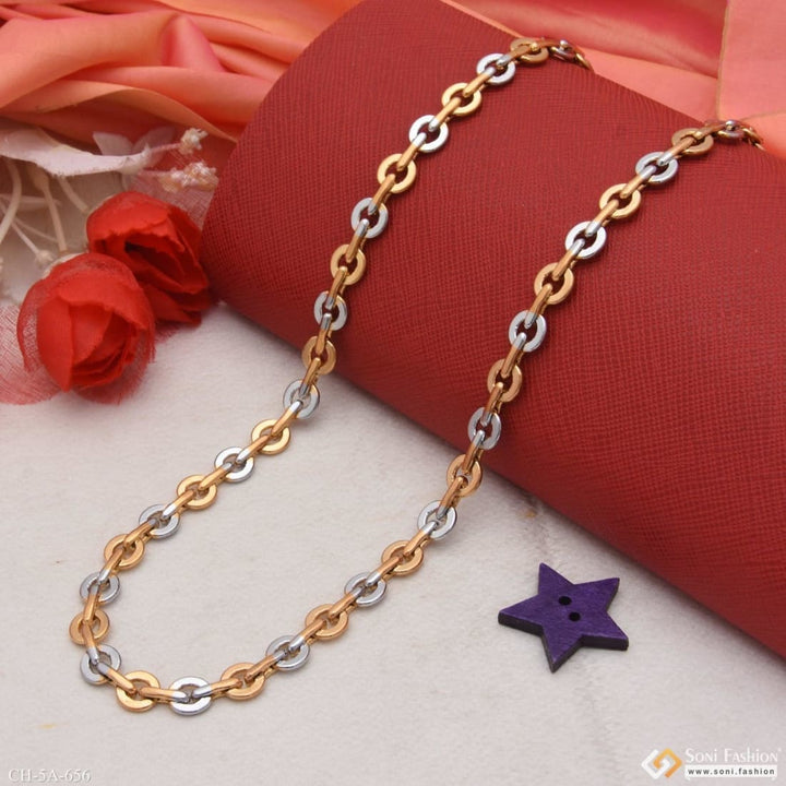 Golden & silver round into charming design gold plated chain