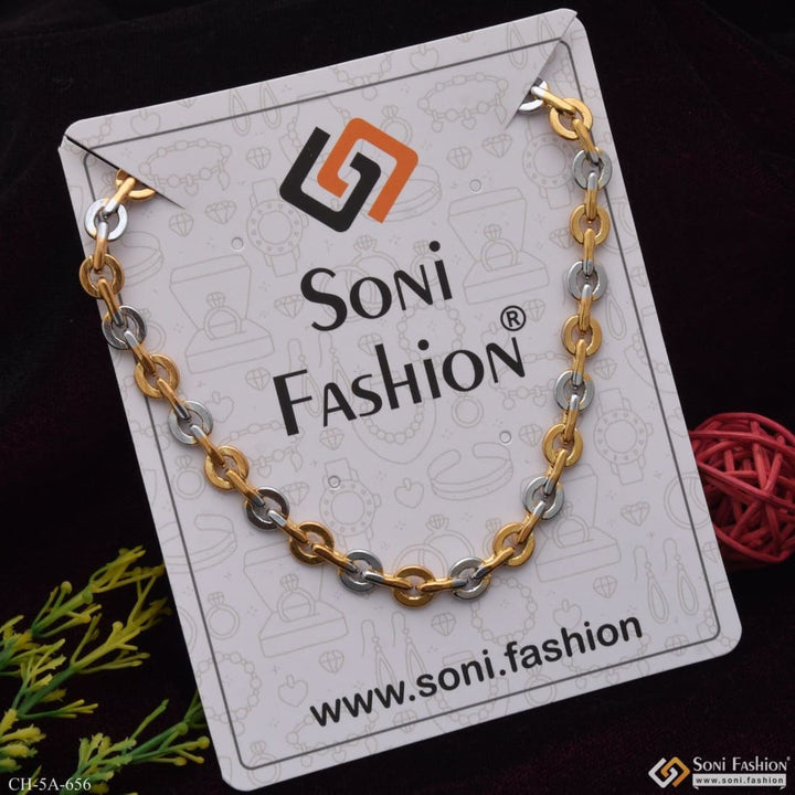 Golden & silver round into charming design gold plated chain