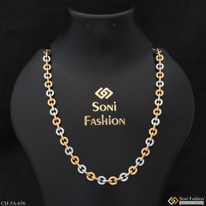 Golden & silver round into charming design gold plated chain