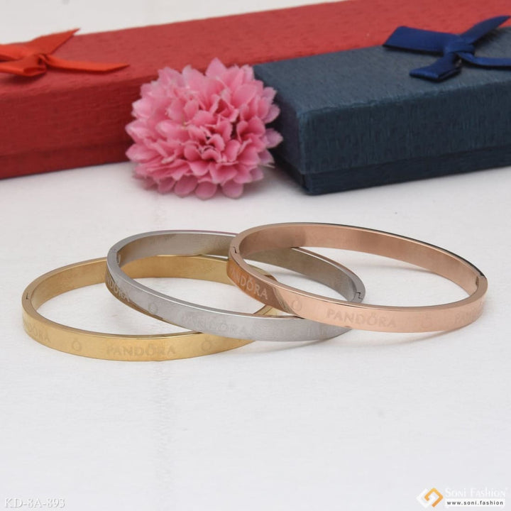 Gorgeous design gold silver & rose stainless steel kada for