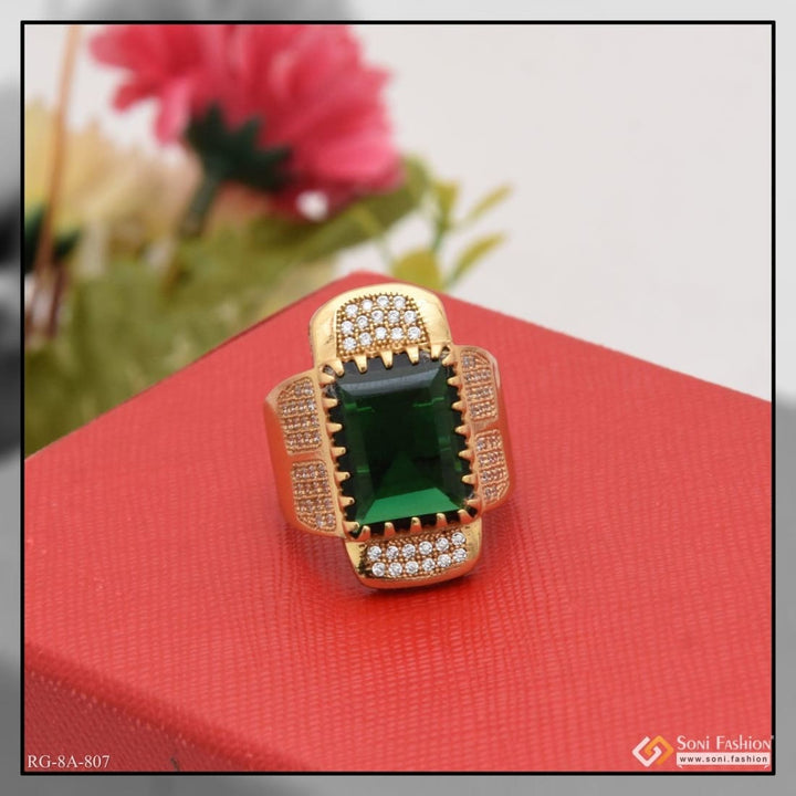 Green stone with diamond chic design superior quality gold