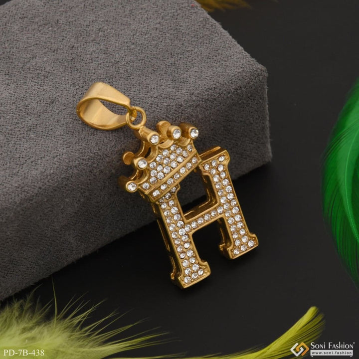 H Letter With Diamond Best Quality Attractive Design