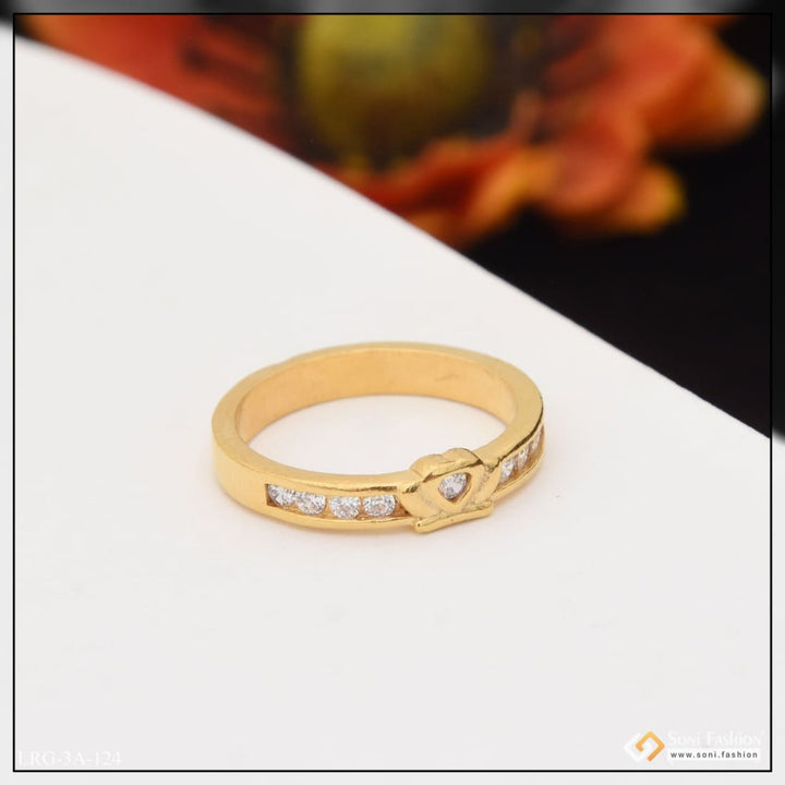 Heart with Diamond Eye-Catching Design Gold Plated Ring for Ladies with Diamonds