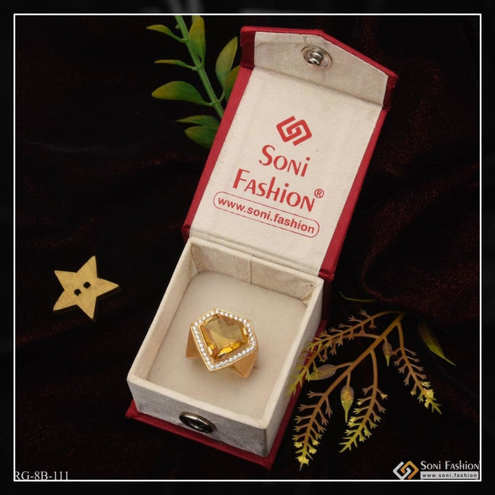 Heart shape yellow stone with diamond gorgeous design gold