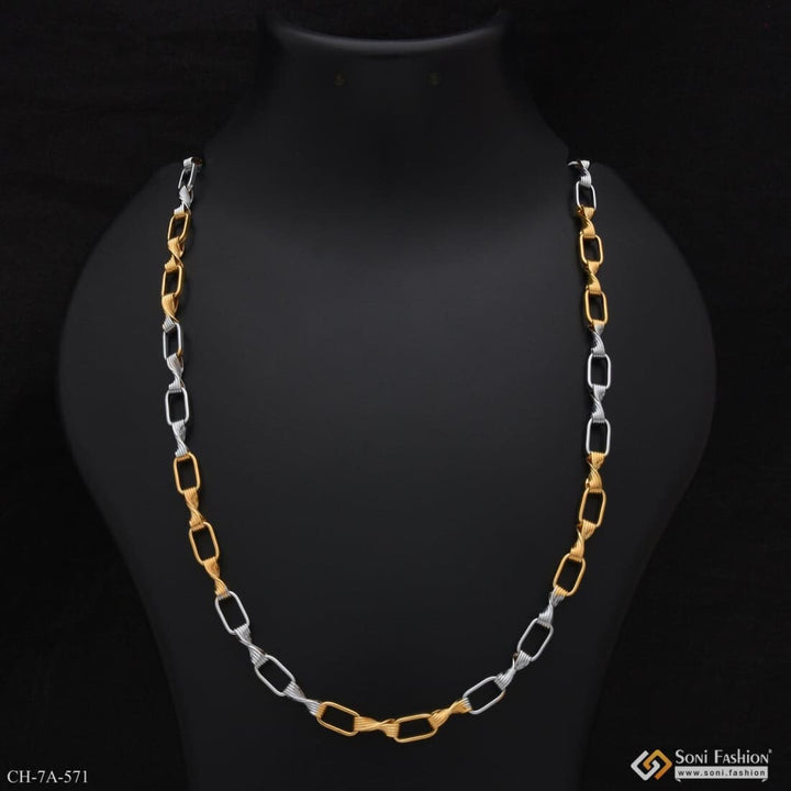 Hip-hop Chain With Rings In Golden & Silver Dual Color