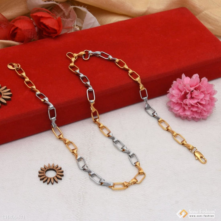 Hip-hop Chain With Rings In Golden & Silver Dual Color